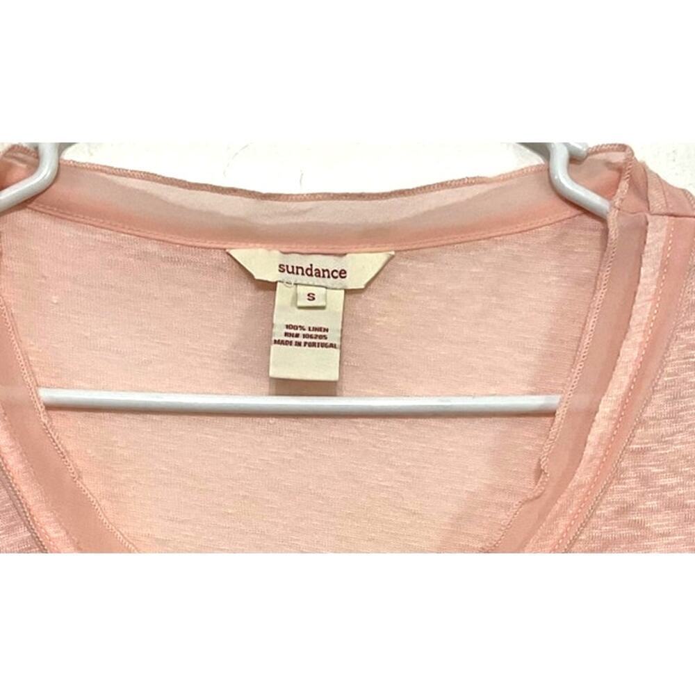 Sundance 100% Linen Pink Top Womens Size Small Short Sleeve - Picture 4 of 4